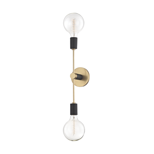 Astrid Wall Sconce - 2-Light - Aged Brass/Black - Mitzi H178102-AGB/BK