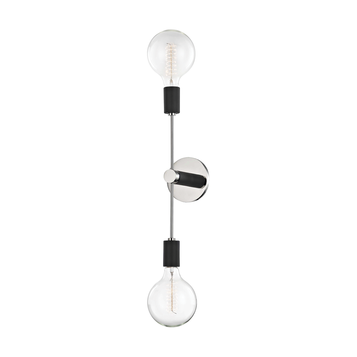 Astrid Wall Sconce - 2-Light - Polished Nickel/Black - Mitzi H178102-PN/BK