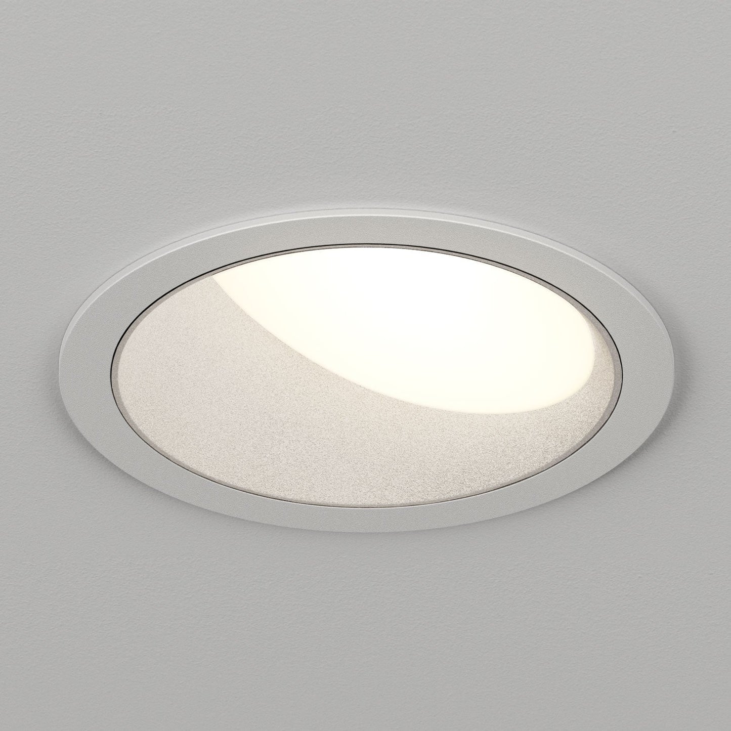 Atomos 2 Slim Round Wall Wash Recessed Downlight - IC Airtight Housing - Dry/Damp Location Rated - White Powdercoat/White Baffle - 3000K by Lucifer Lighting