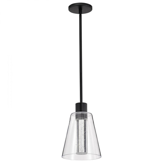 Aura - 7 Inch LED Pendant - Matte Black - K9 Bubble Crystal - 3000K CCT - Satco 62-2171