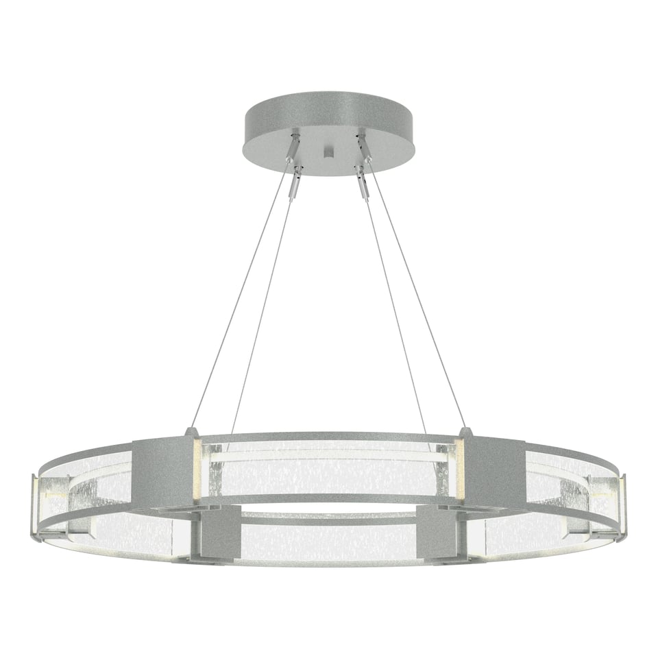 Aura Glass Pendant - Vintage Platinum - Clear Seeded Glass by Hubbardton Forge