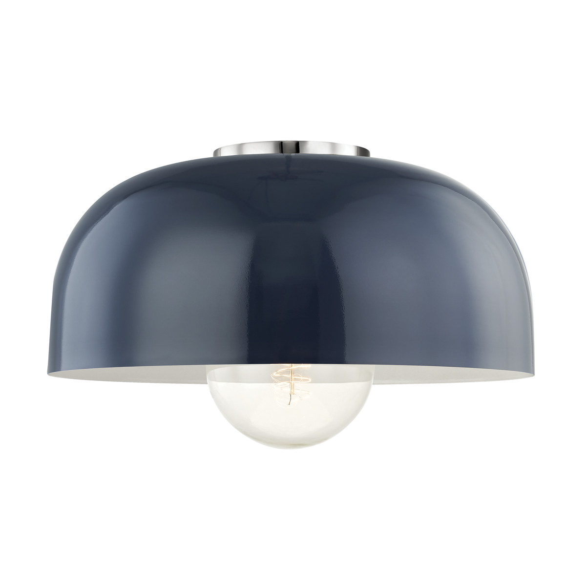 Avery Flush Mount - 1-Light - Polished Nickel/Navy - Mitzi H199501L-PN/NVY