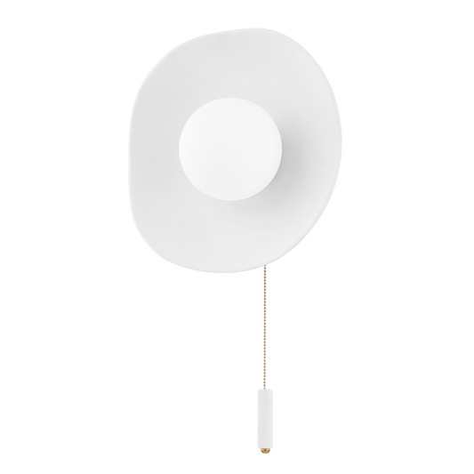 Bacia Wall Sconce - 1-Light - Aged Brass/Ceramic Raw Matte White - Mitzi H688101-AGB/CMW