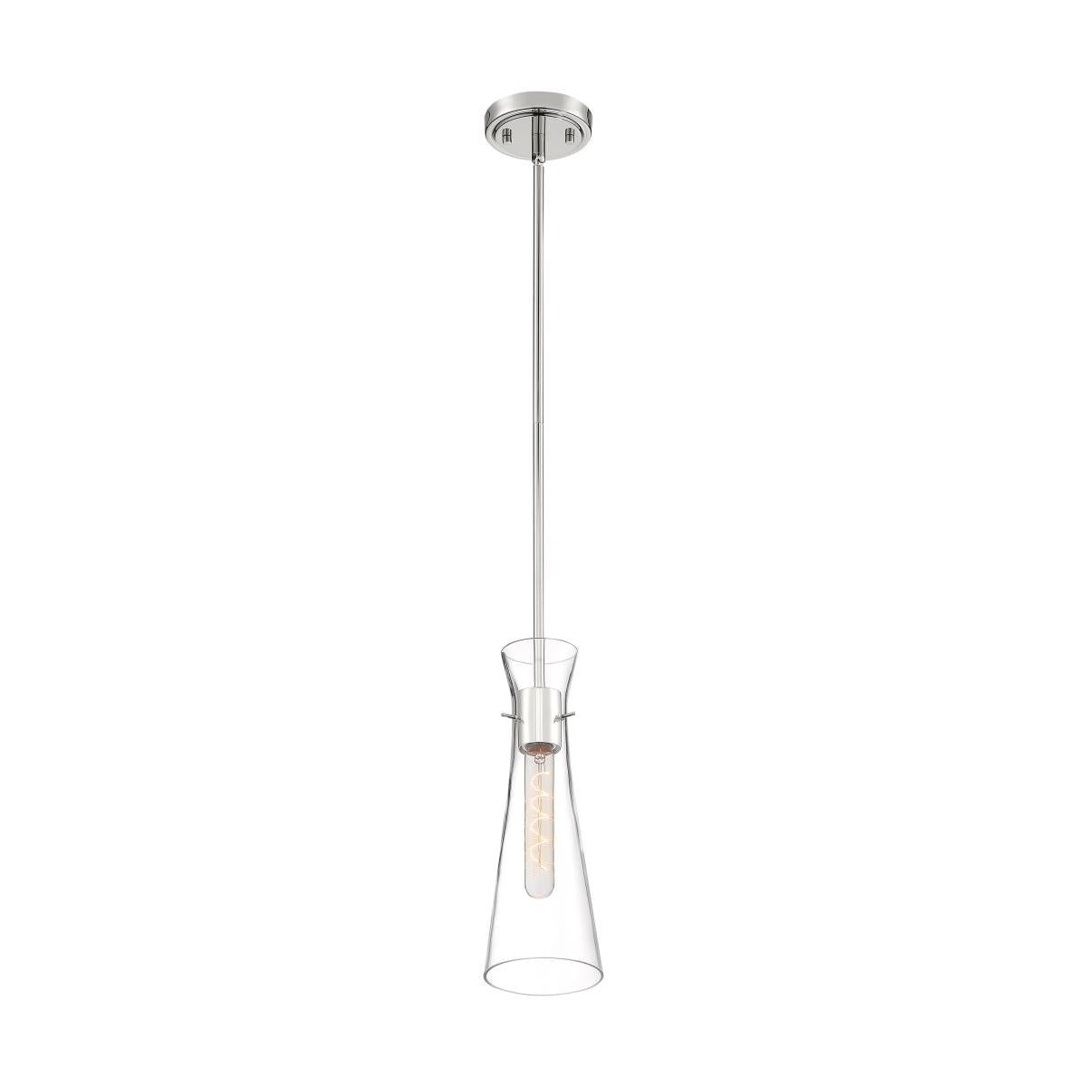 Bahari - 1 Light Mini Pendant with Clear Glass - Polished Nickel Finish - Satco 60-6868