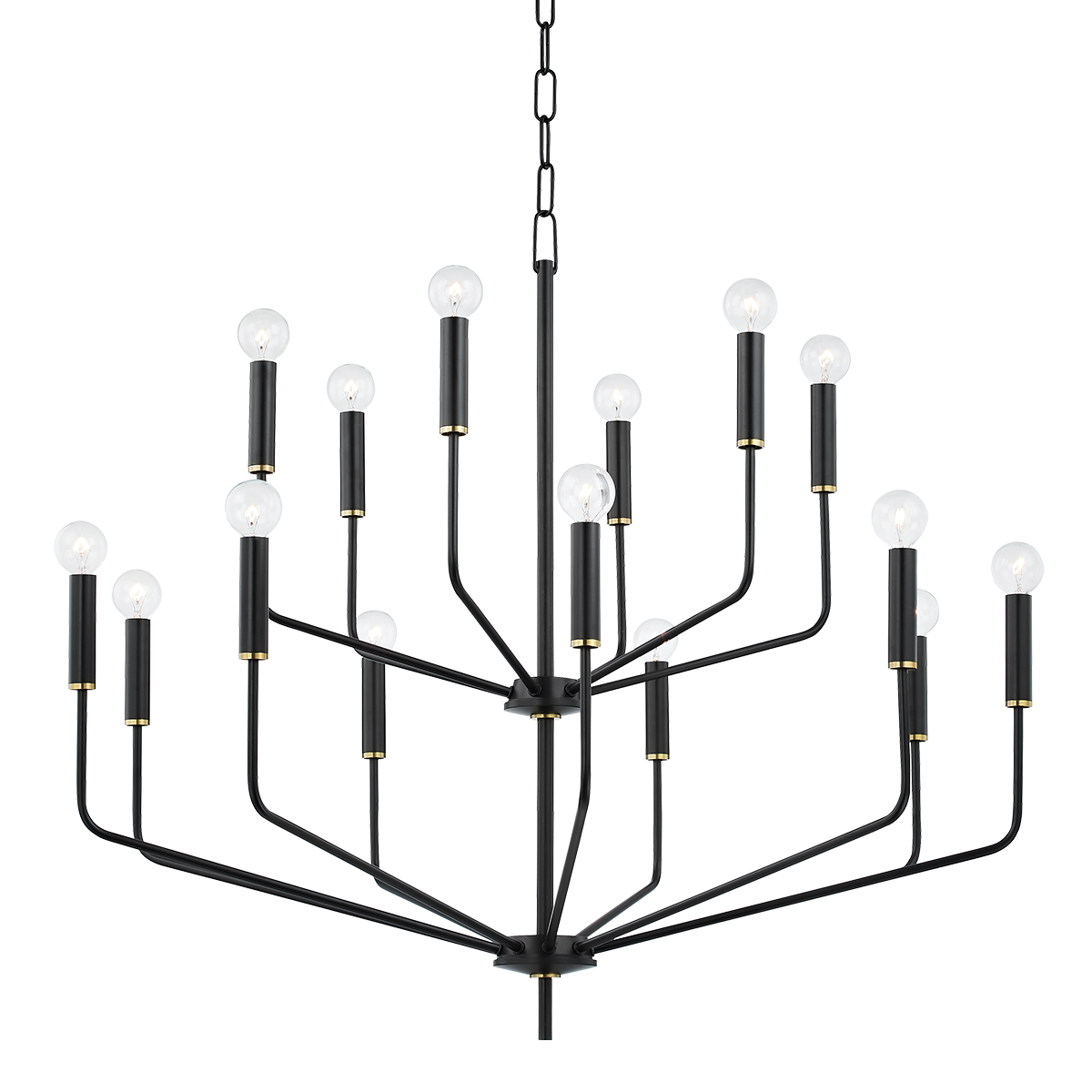Bailey Chandelier - 15-Light - Aged Brass/Soft Black - Mitzi H516815-AGB/SBK