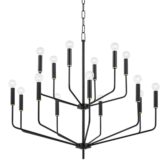 Bailey Chandelier - 15-Light - Aged Brass/Soft Black - Mitzi H516815-AGB/SBK