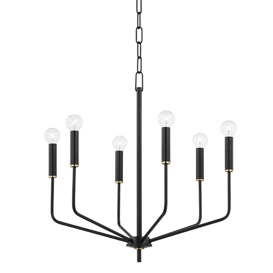 Bailey Chandelier - 6-Light - Aged Brass/Soft Black - Mitzi H516806-AGB/SBK