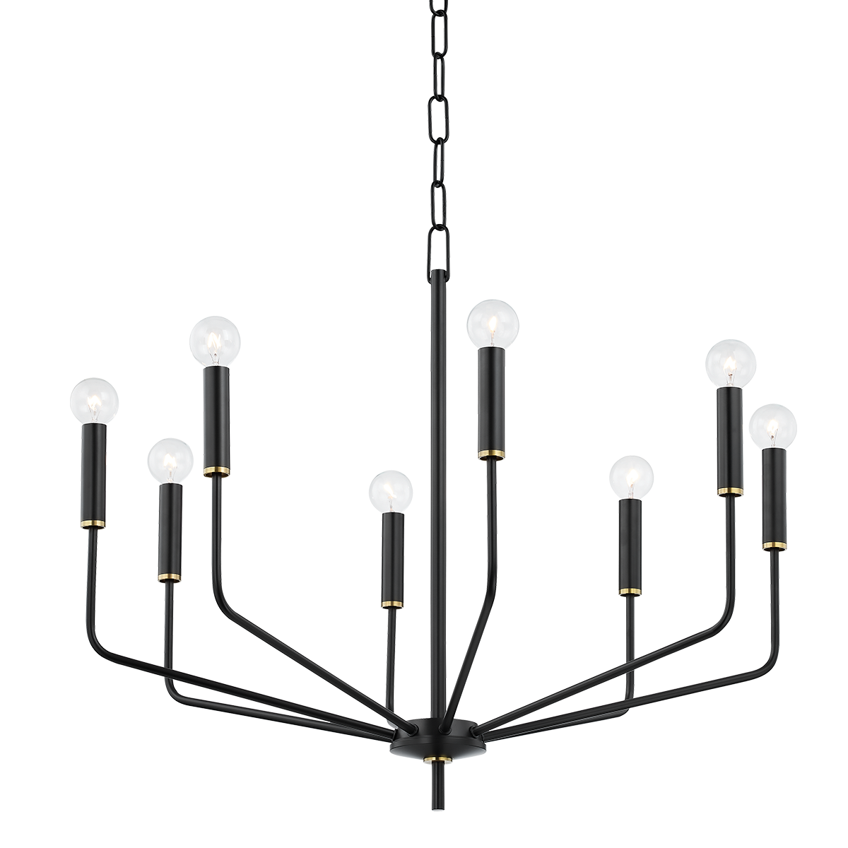 Bailey Chandelier - 8-Light - Aged Brass/Soft Black - Mitzi H516808-AGB/SBK