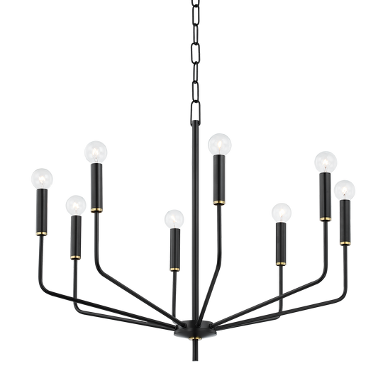 Bailey Chandelier - 8-Light - Aged Brass/Soft Black - Mitzi H516808-AGB/SBK