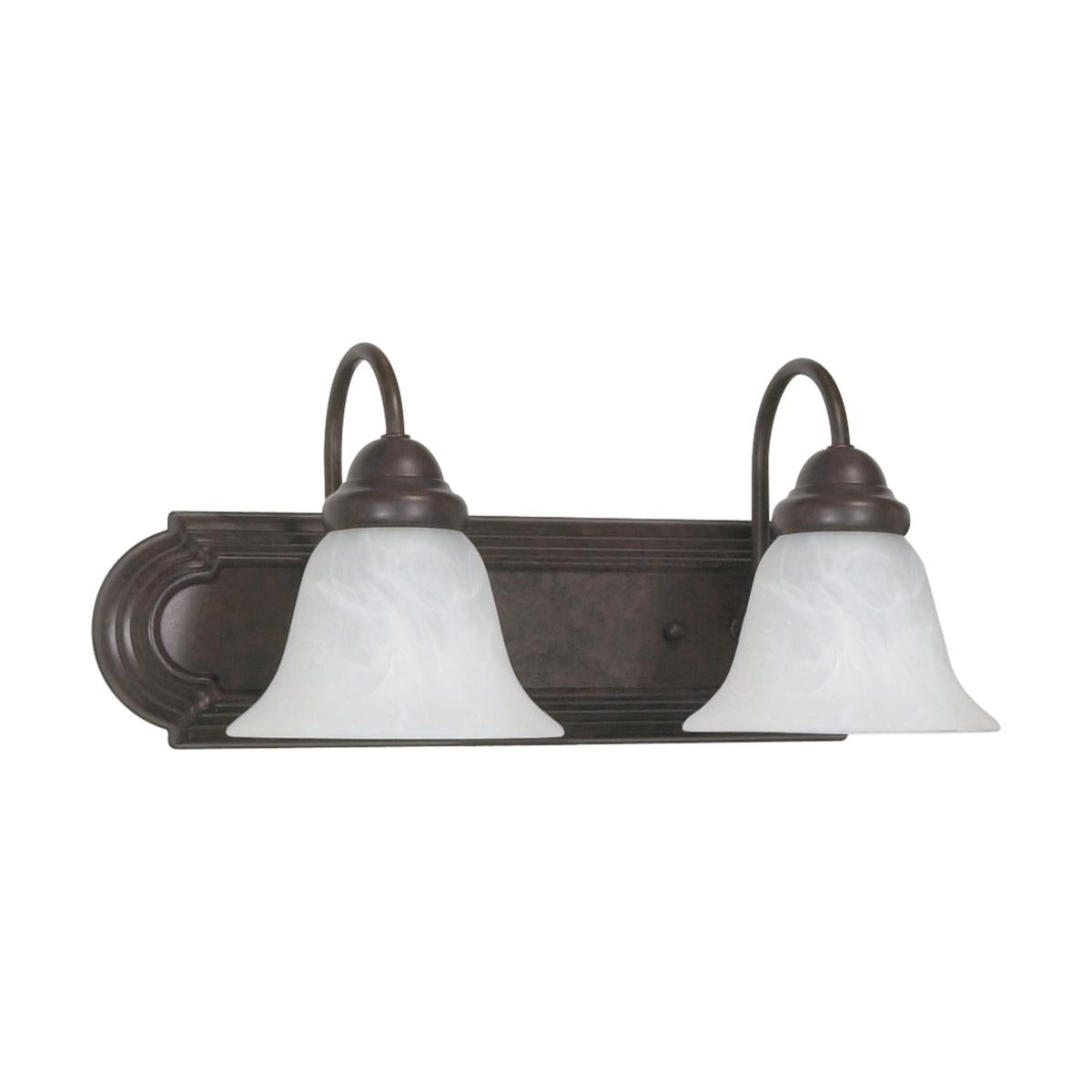 Ballerina - 2 Light 18" Vanity w/ Alabaster Glass Bell Shades - Old Bronze - Satco 60-324