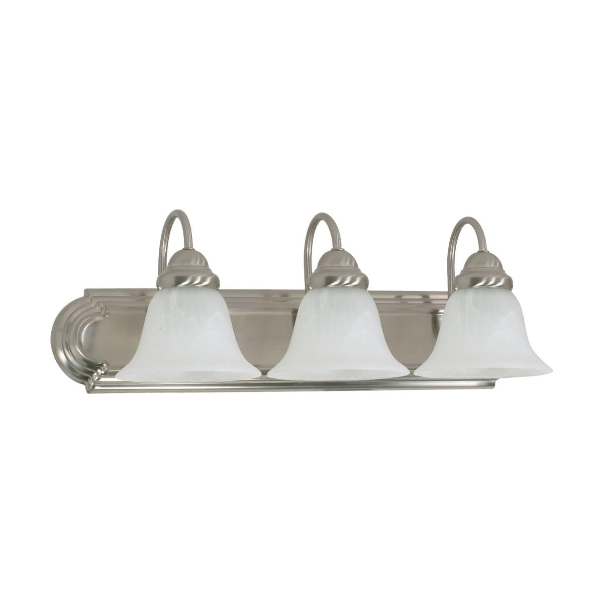 Ballerina - 3 Light 24" Vanity with Alabaster Glass - Brushed Nickel Finish - Satco 60-321