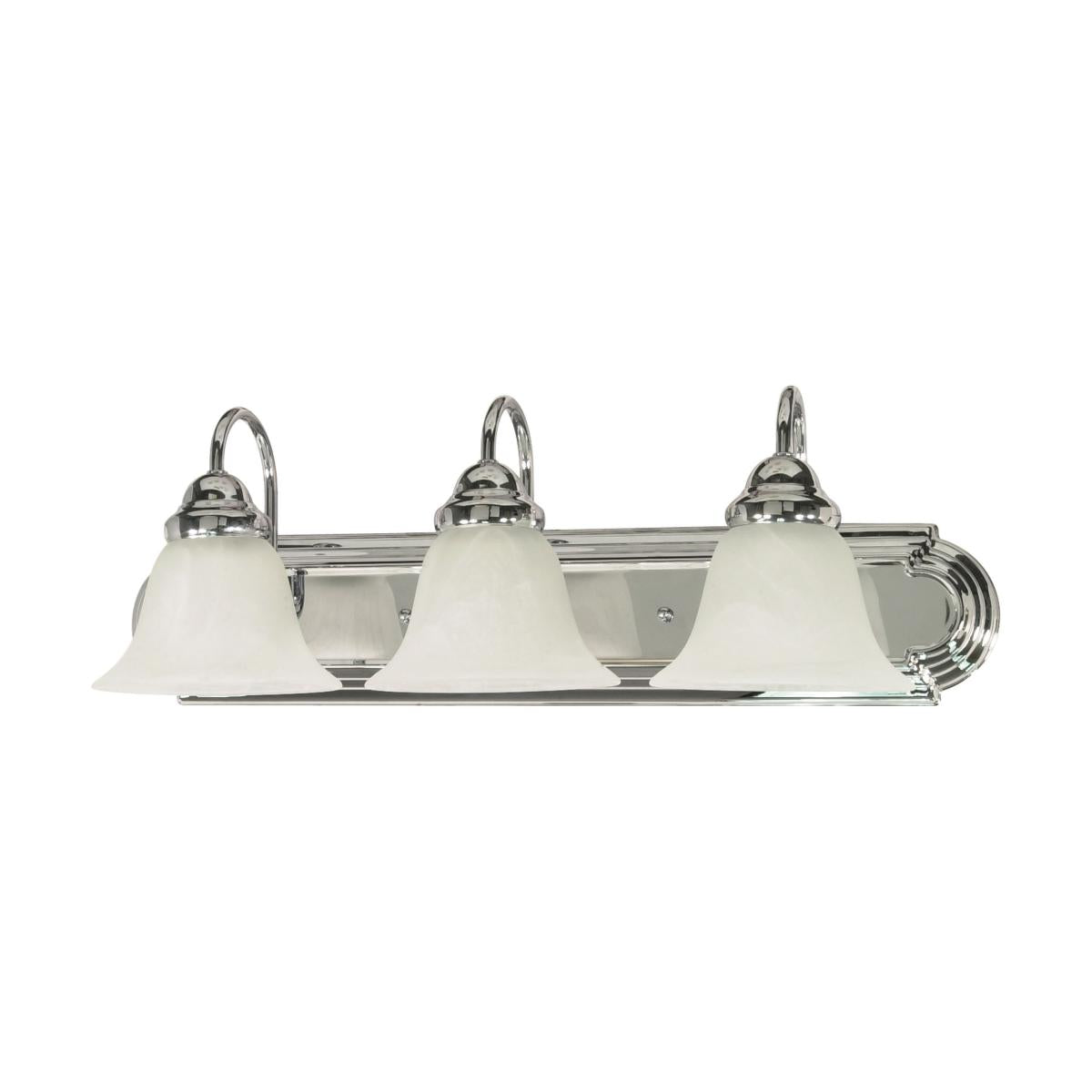 Ballerina - 3 Light 24" Vanity with Alabaster Glass - Polished Chrome Finish - Satco 60-317