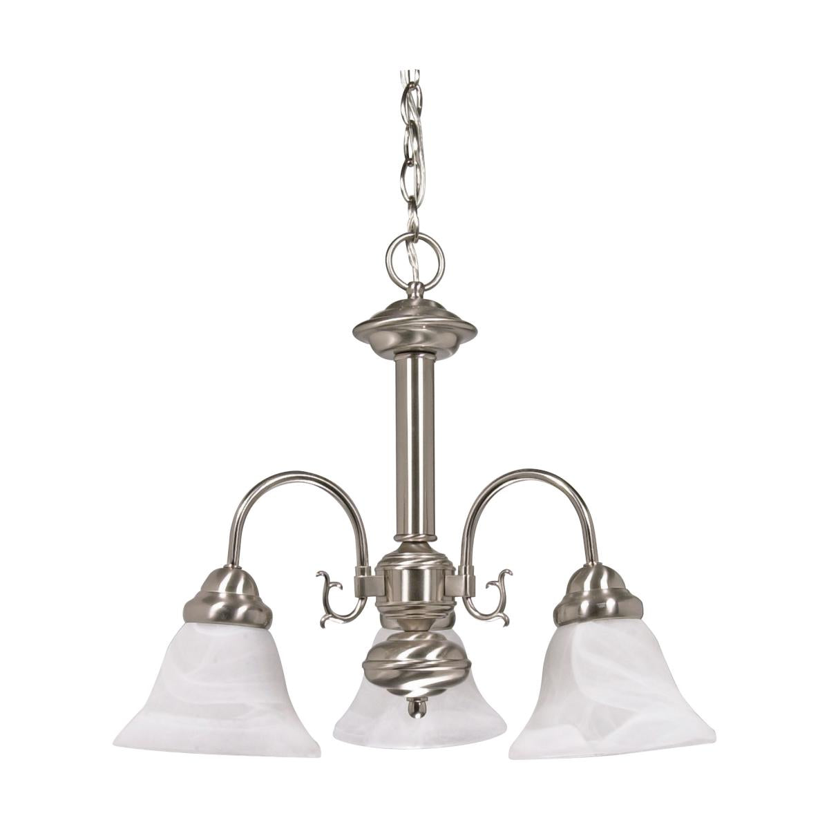 Ballerina - 3 Light Chandelier with Alabaster Glass - Brushed Nickel Finish