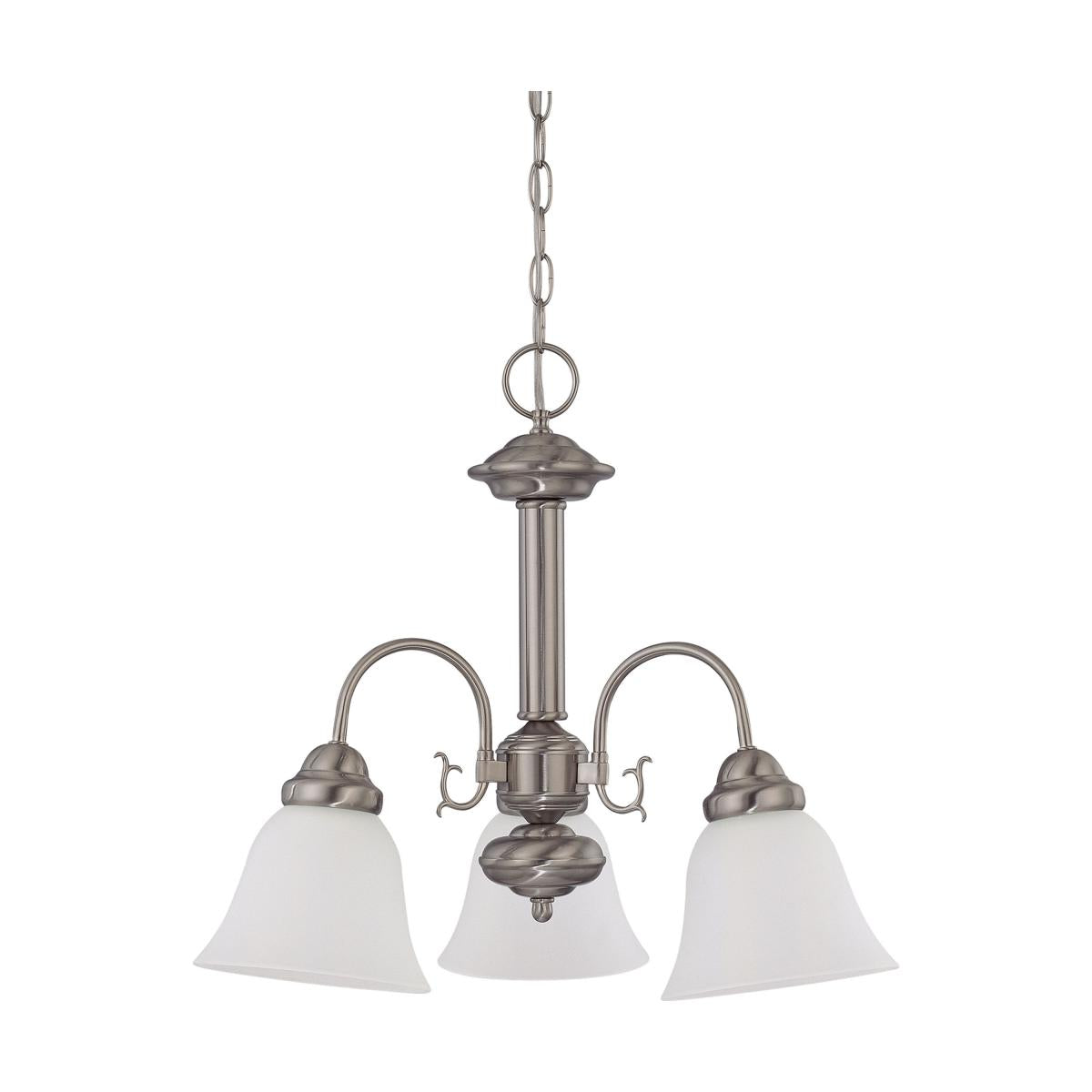Ballerina - 3 Light Chandelier with Frosted White Glass - Brushed Nickel Finish - Satco 60-3241