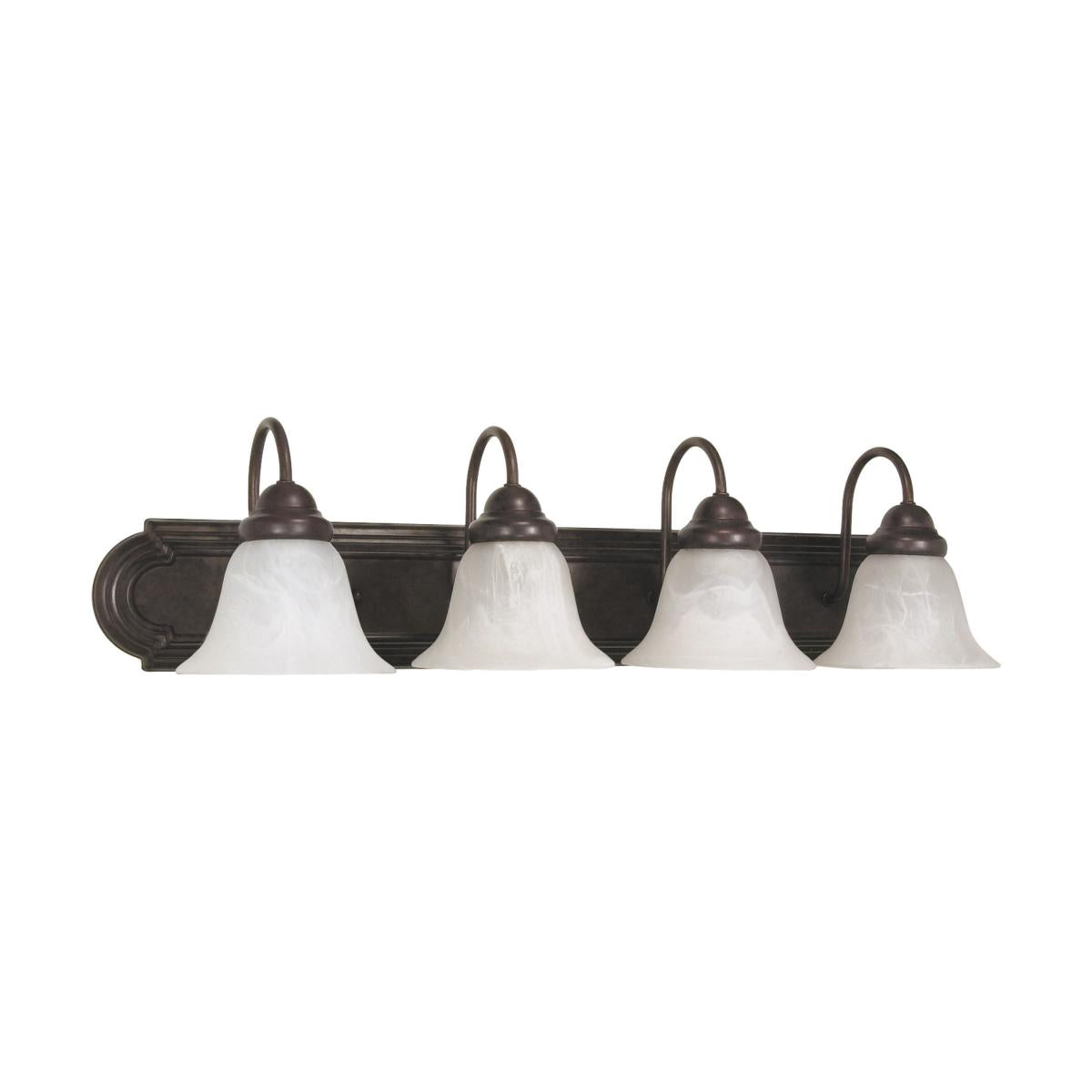 Ballerina - 4 Light 30" Vanity w/ Alabaster Glass Bell Shades - Old Bronze - Satco 60-326