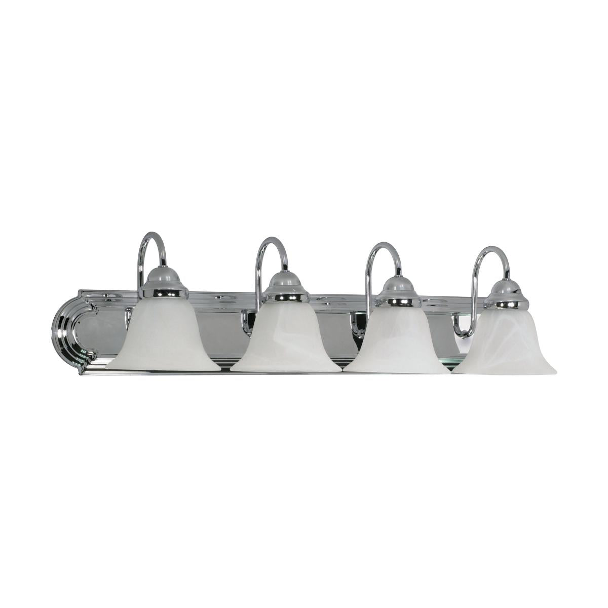 Ballerina - 4 Light 30" Vanity with Alabaster Glass - Polished Chrome Finish - Satco 60-318
