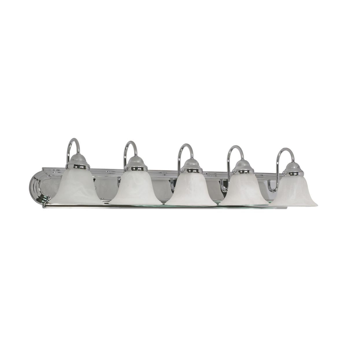 Ballerina - 5 Light 36" Vanity with Alabaster Glass - Polished Chrome Finish - Satco 60-319