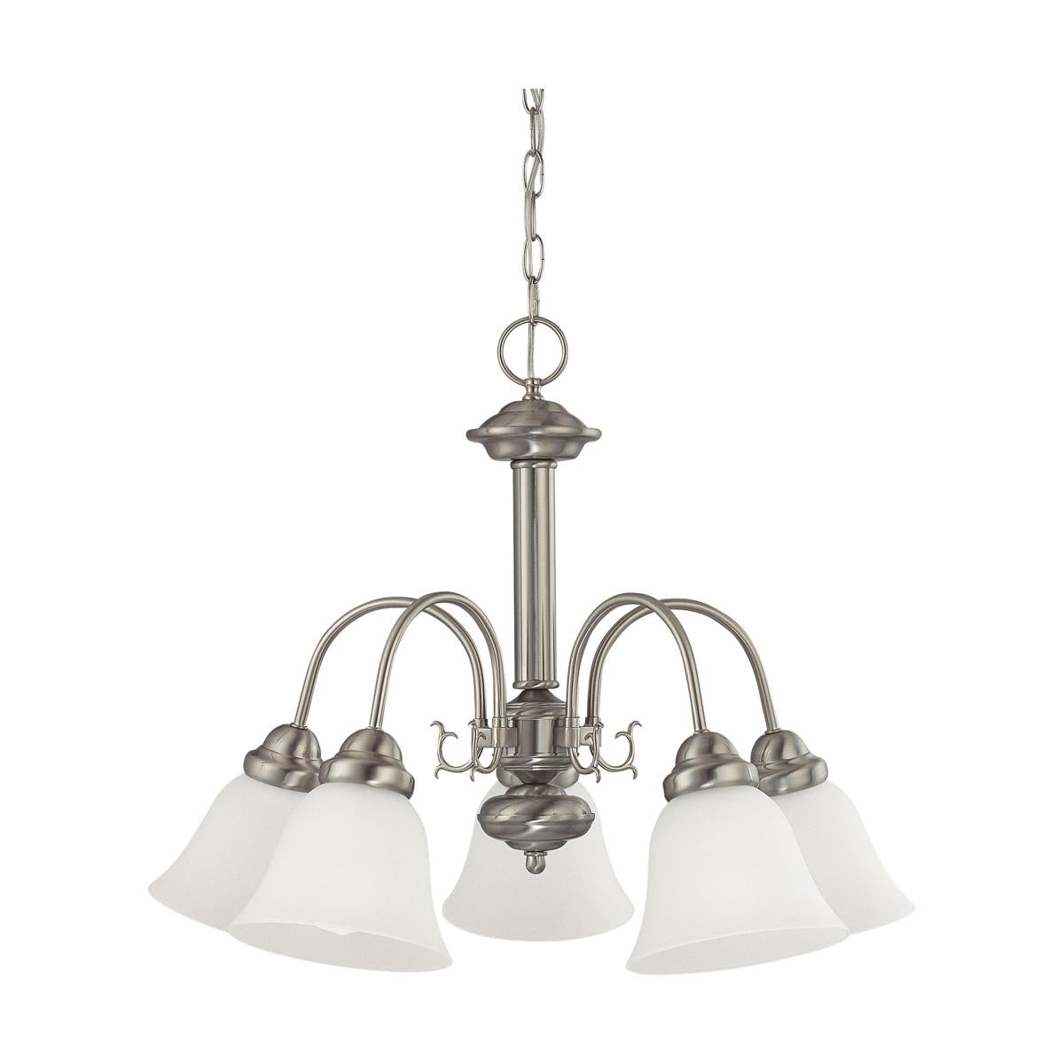 Ballerina - 5 Light Chandelier with Frosted White Glass - Brushed Nickel Finish - Satco 60-3240
