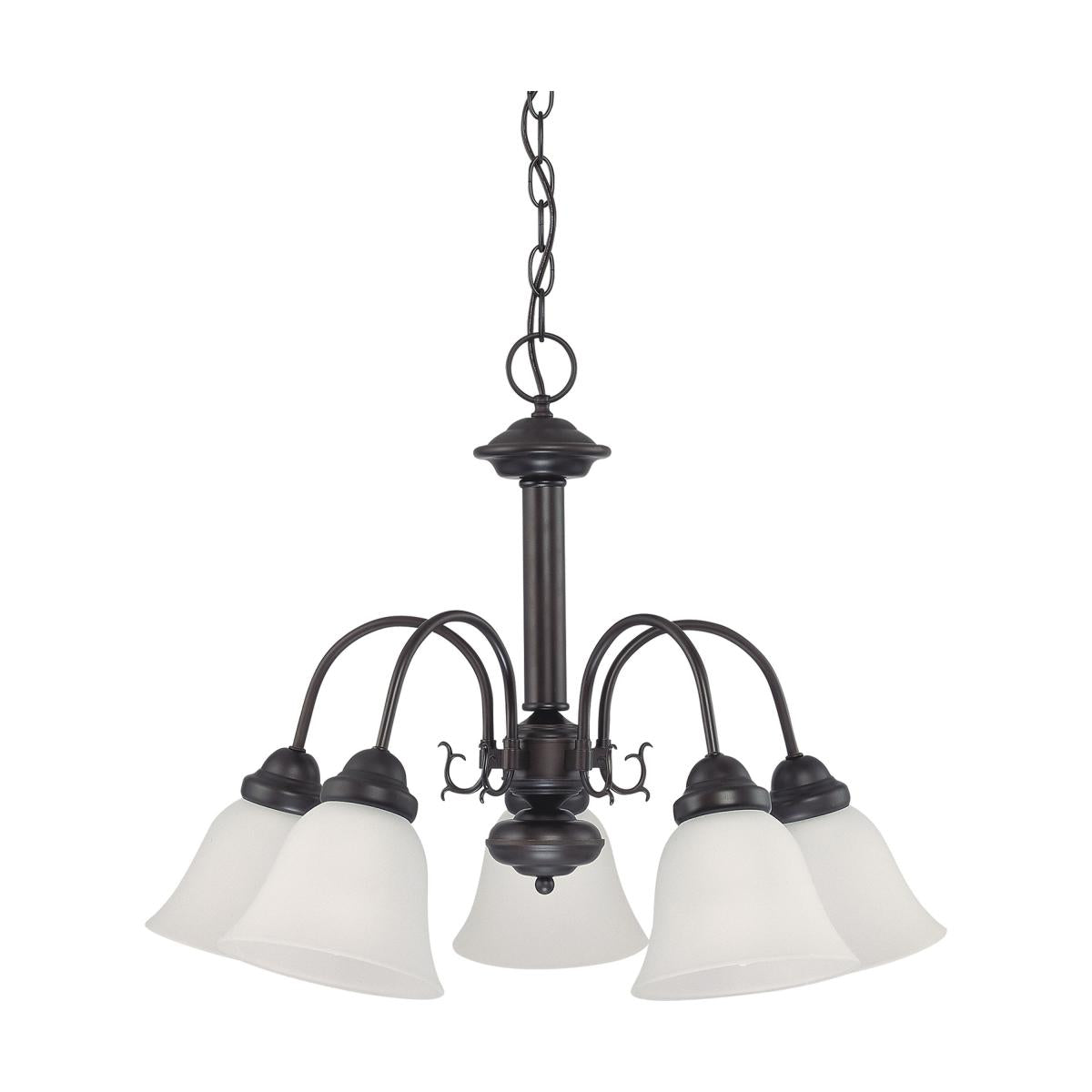 Ballerina - 5 Light Chandelier with Frosted White Glass - Mahogany Bronze Finish - Satco 60-3141