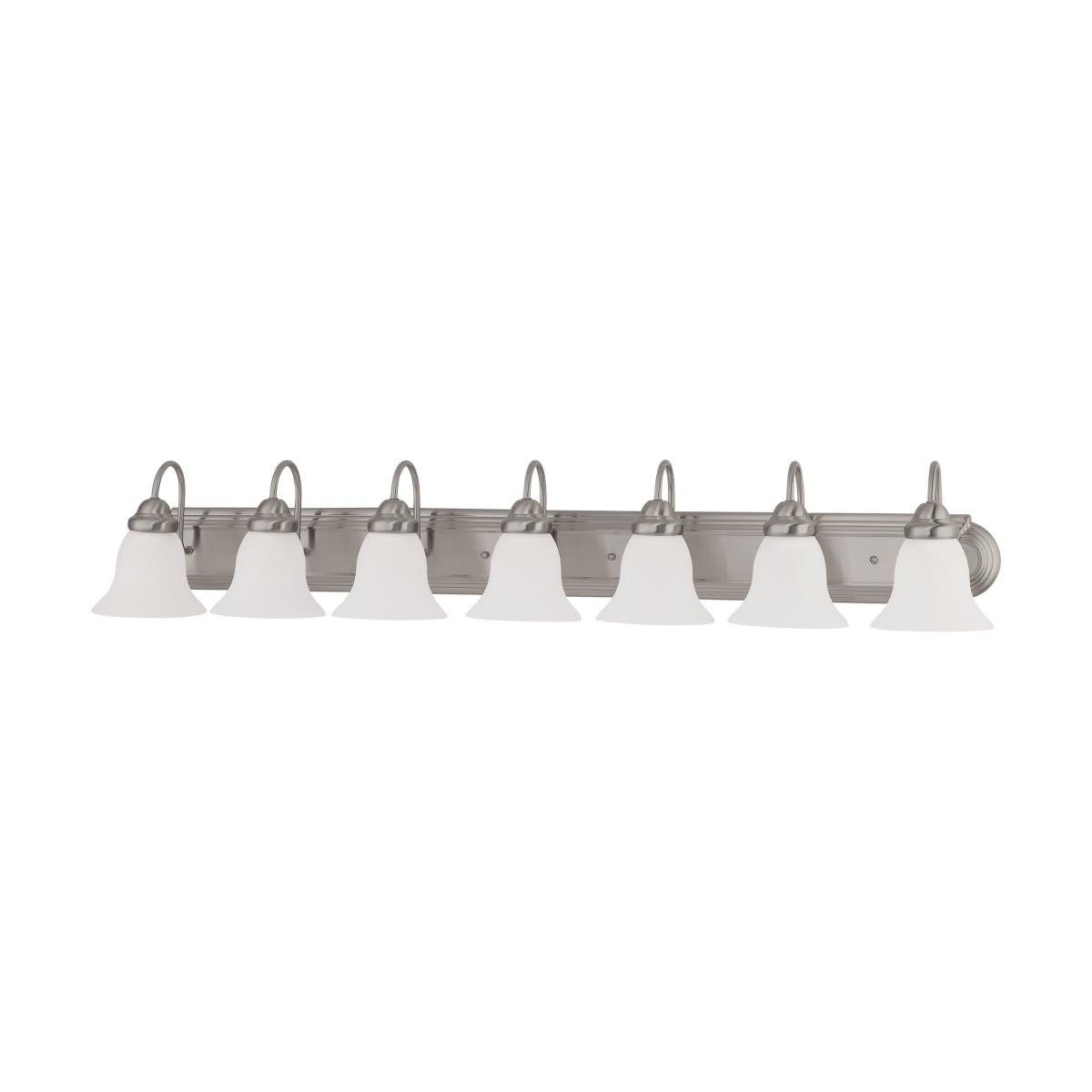 Ballerina - 7 Light 48" Vanity with Frosted White Glass - Brushed Nickel Finish - Satco 60-3283