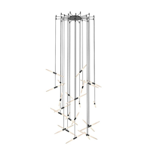 Ballet 24-Light LED Chandelier - Bright Satin Aluminum - 10' Cord by SONNEMAN