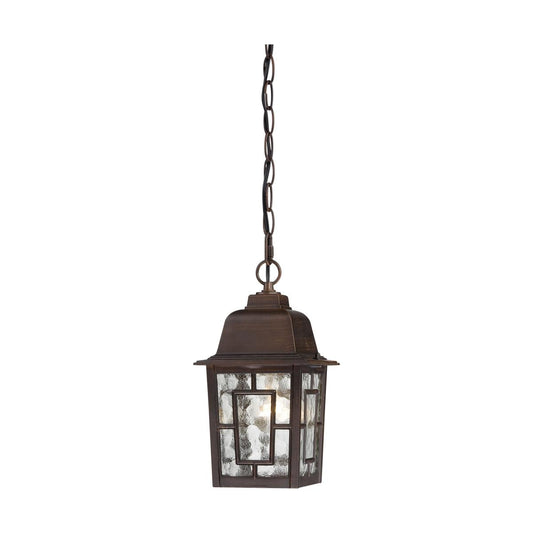 Banyan - 1 Light 11" Hanging Lantern with Clear Water Glass - Rustic Bronze Finish - Satco 60-4932