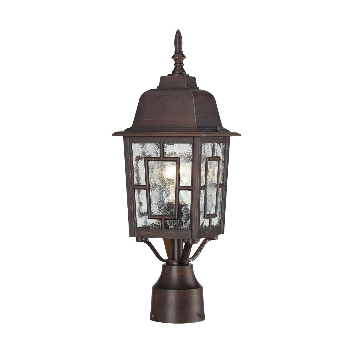 Banyan - 1 Light 17" Post Lantern with Clear Water Glass - Rustic Bronze Finish - Satco 60-4928
