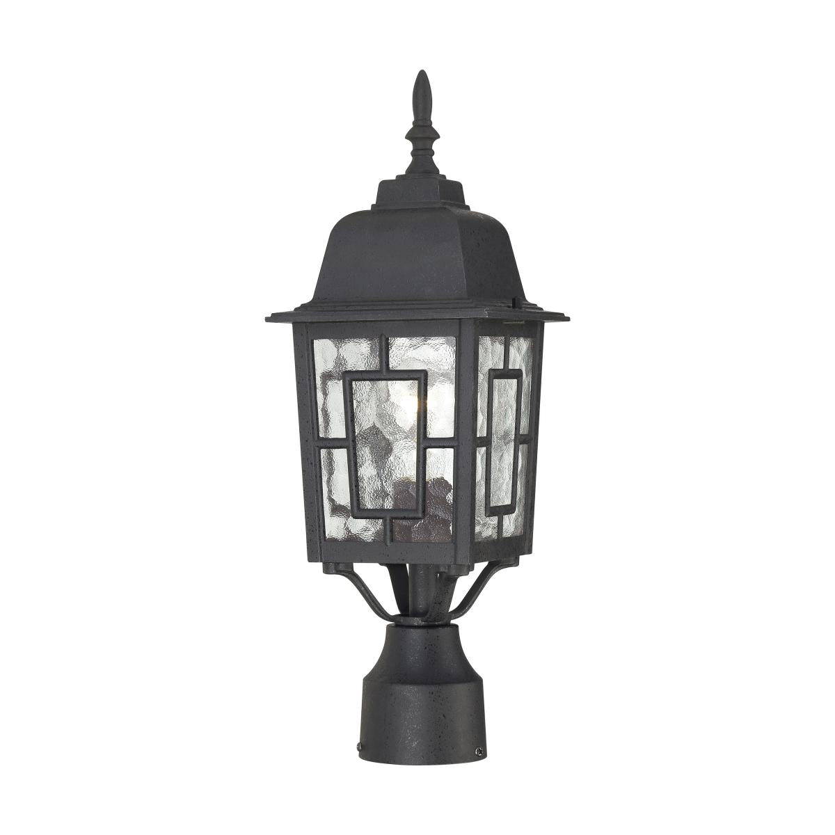 Banyan - 1 Light 17" Post Lantern with Clear Water Glass - Textured Black Finish - Satco 60-4929