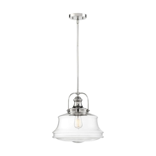 Basel - 1 Light Pendant - with Clear Glass - Polished Nickel Finish - Satco 60-6758