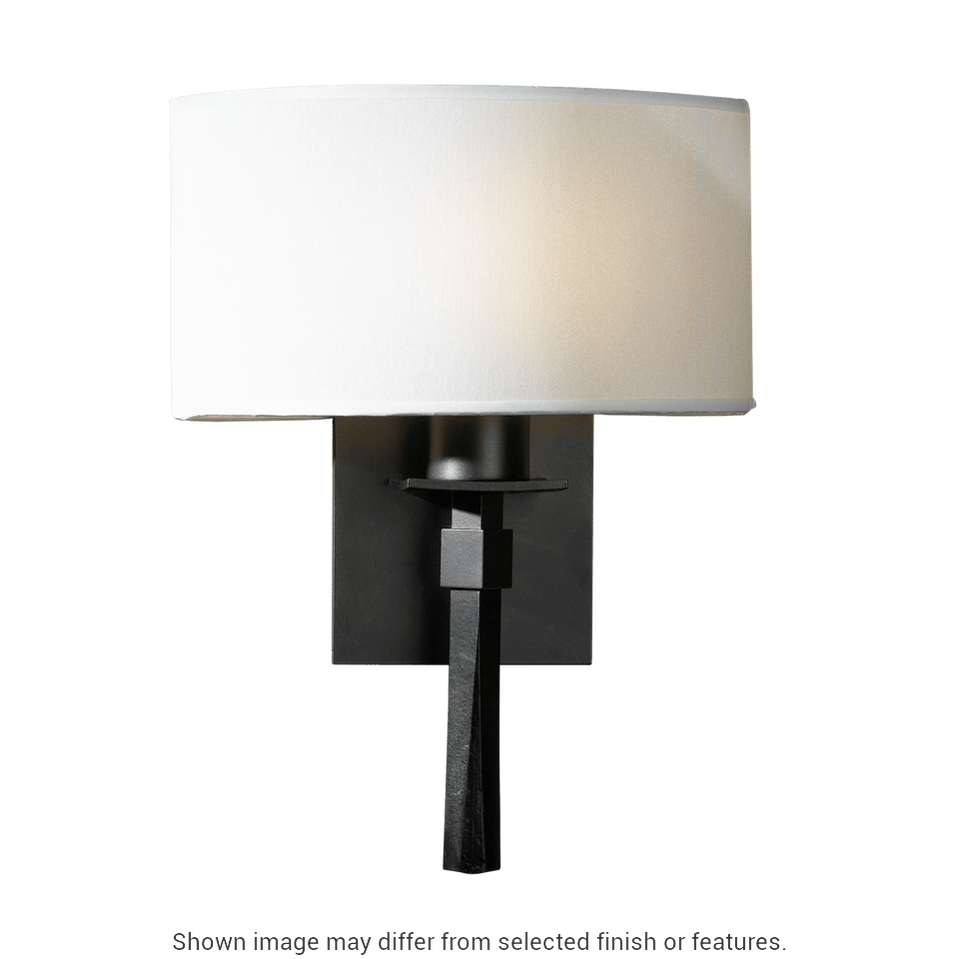 Beacon Hall Half Drum Shade Sconce - White - Natural Anna Shade by Hubbardton Forge