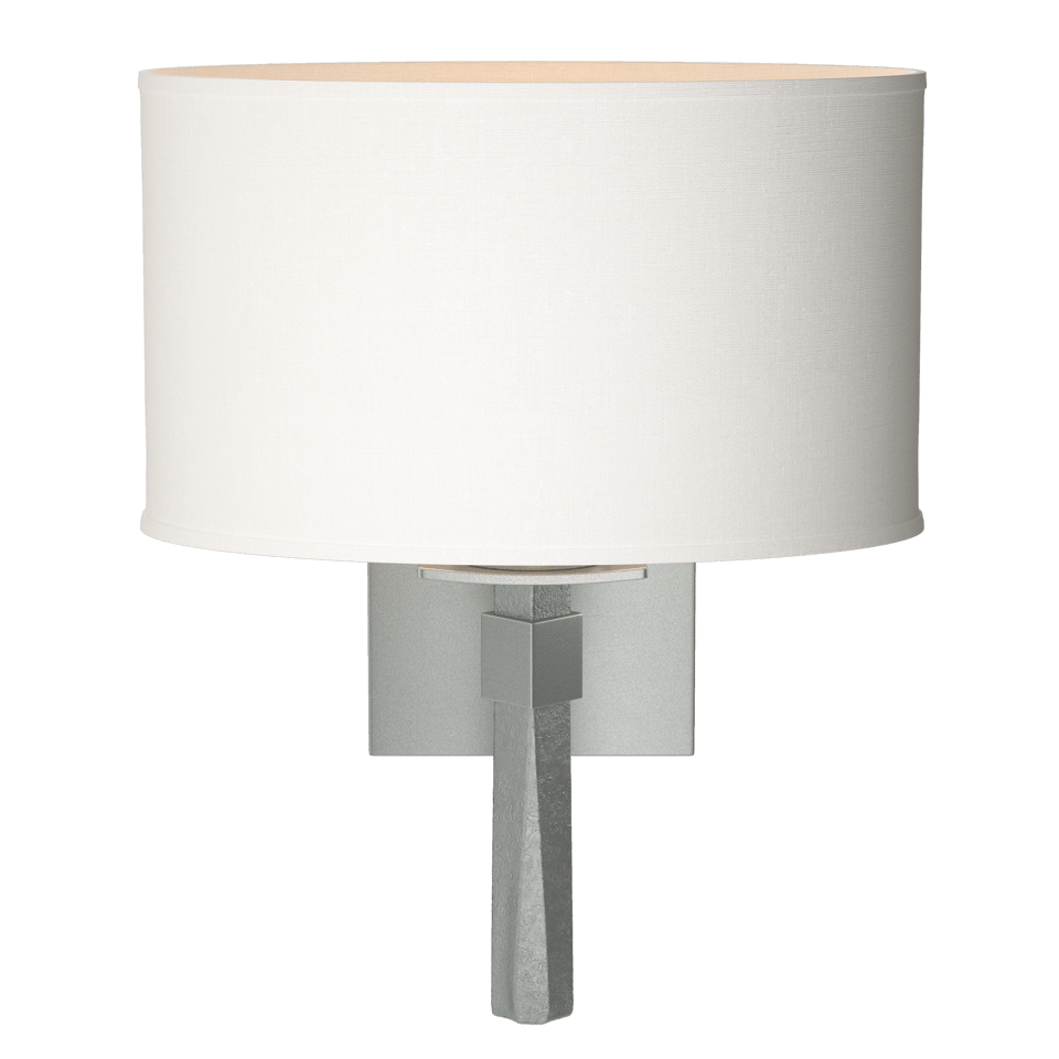 Beacon Hall Oval Drum Shade Sconce - Vintage Platinum - Natural Anna Shade by Hubbardton Forge