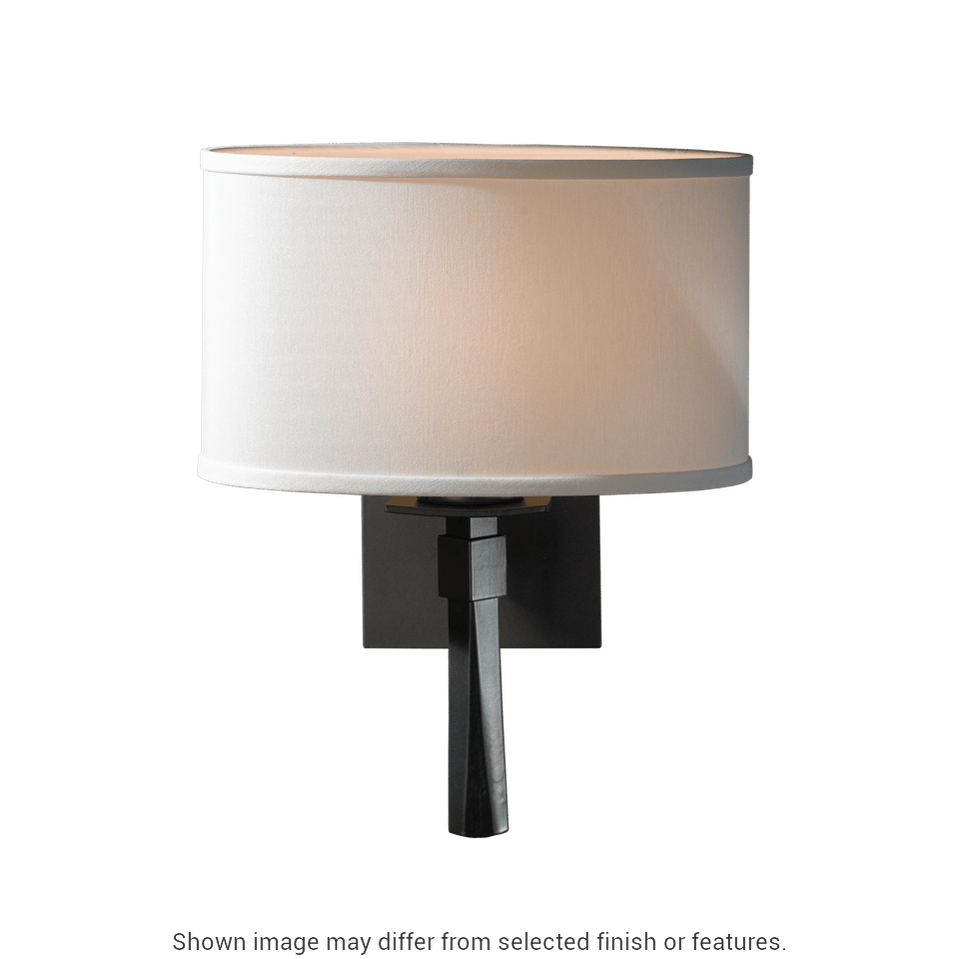 Beacon Hall Oval Drum Shade Sconce - White - Natural Anna Shade by Hubbardton Forge