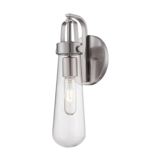 Beaker - 1 Light Wall Sconce with Clear Glass -Brushed Nickel Finish - Lamp Included - Satco 60-5261
