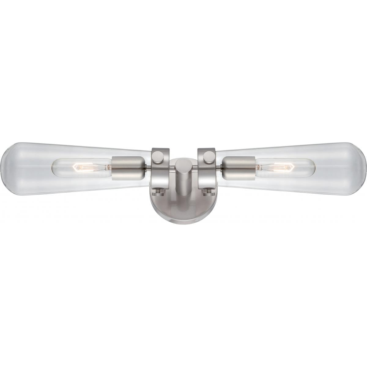 Beaker - 2 Light Wall Sconce with Clear Glass -Brushed Nickel Finish - Satco 60-5263