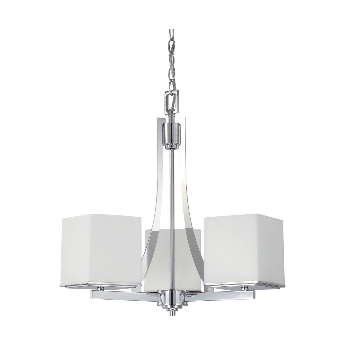 Bento - 3 Light Chandelier with Satin White Glass - Polished Chrome Finish - Satco 60-4085