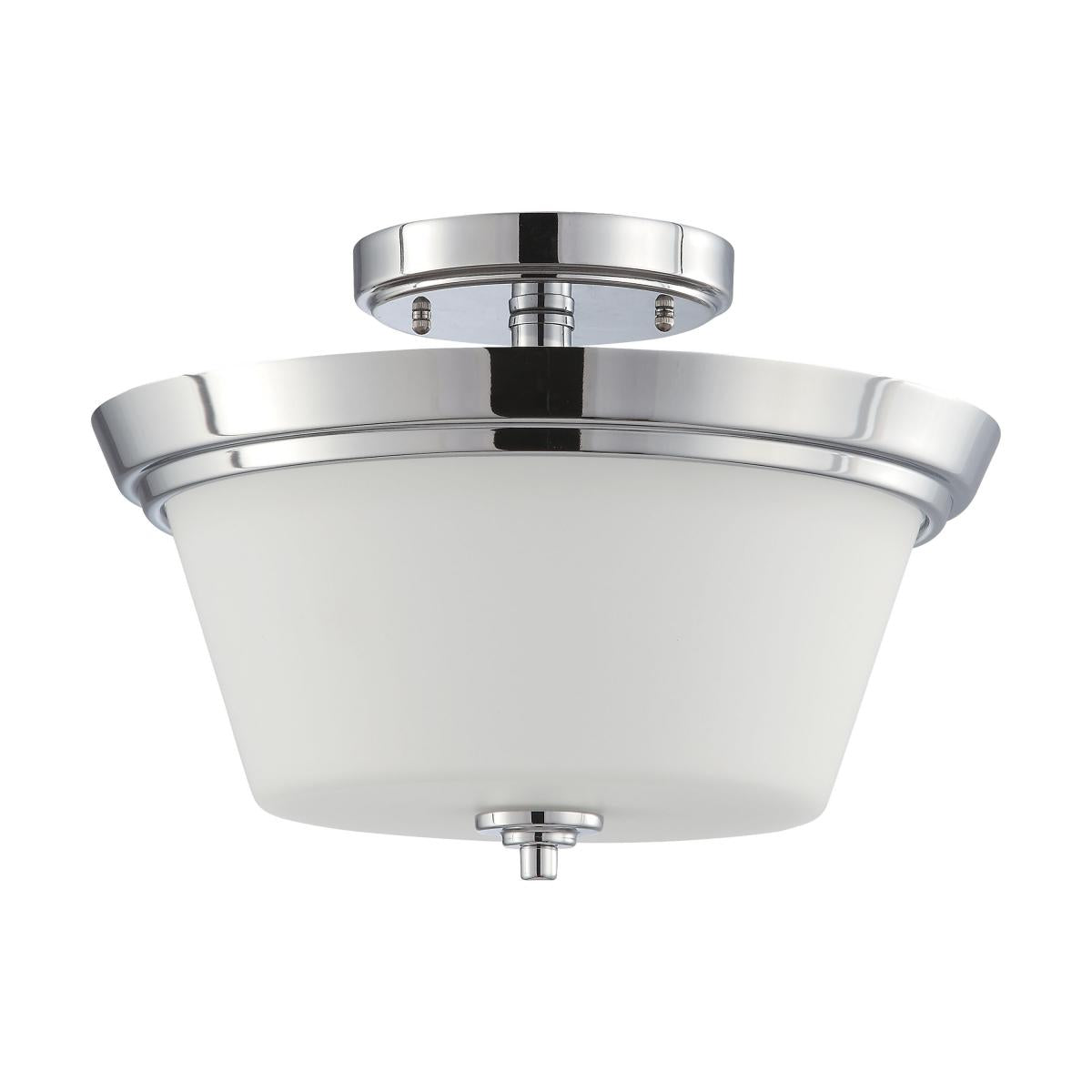 Bento - 3 Light Semi Flush with Satin White Glass - Polished Chrome Finish - Satco 60-4087