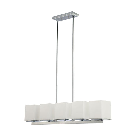 Bento - 5 Light Island Pendant with Satin White Glass - Polished Chrome Finish - Satco 60-4091