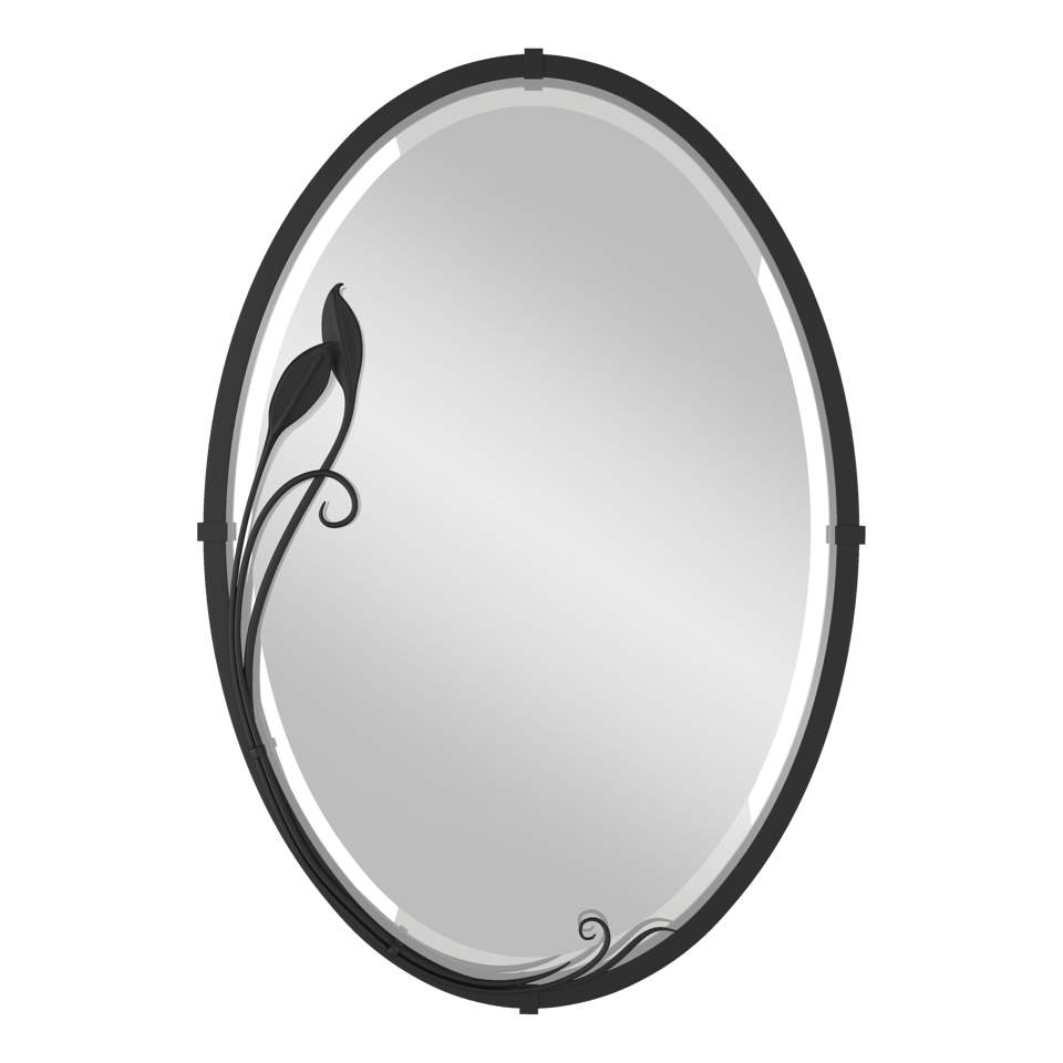 Beveled Oval Mirror with Leaf - Black by Hubbardton Forge