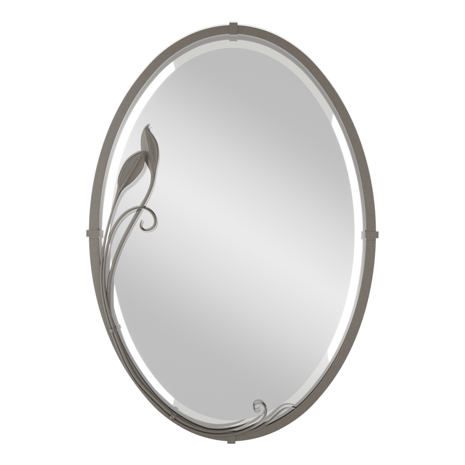 Beveled Oval Mirror with Leaf - Dark Smoke by Hubbardton Forge