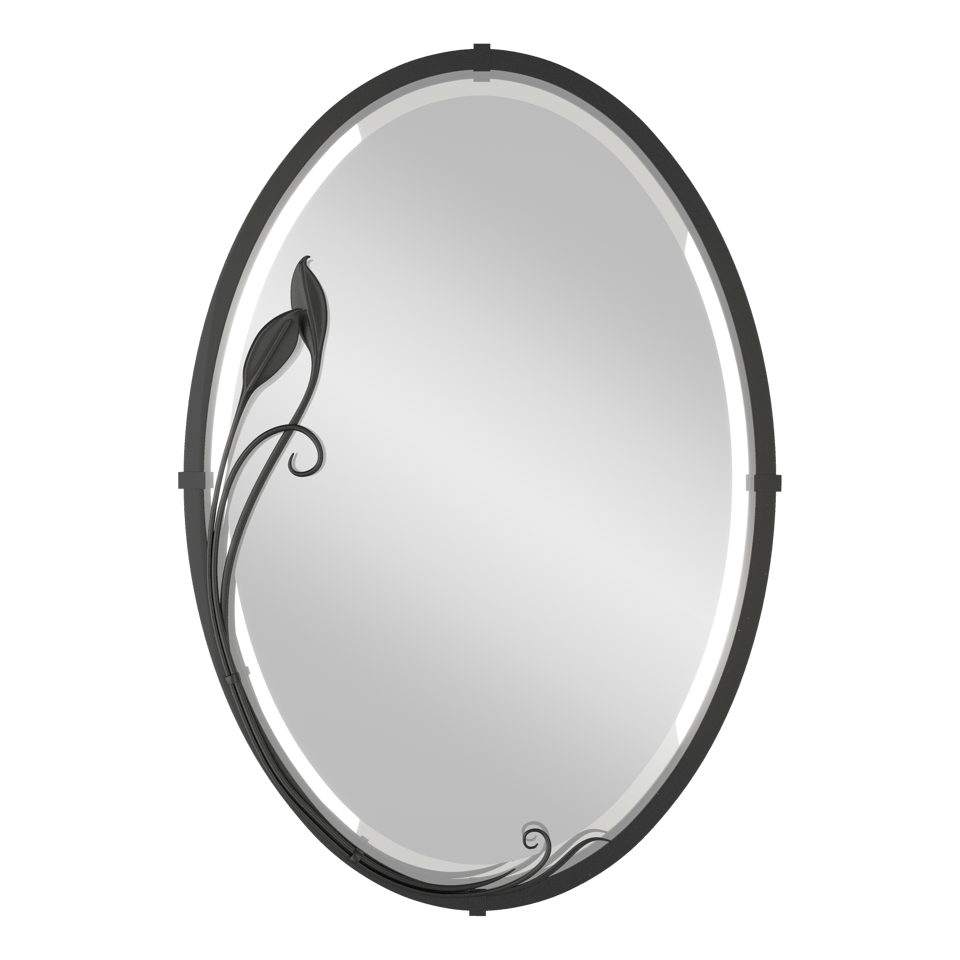 Beveled Oval Mirror with Leaf - Ink by Hubbardton Forge
