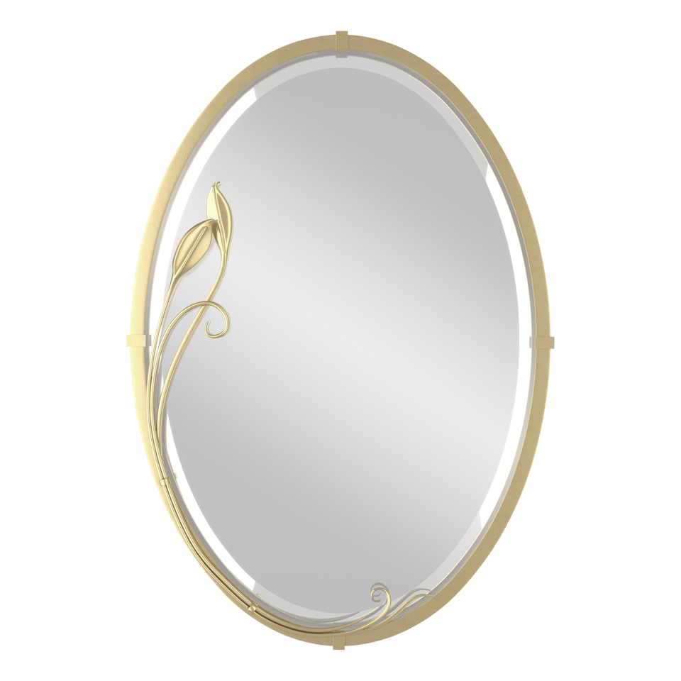 Beveled Oval Mirror with Leaf - Modern Brass by Hubbardton Forge