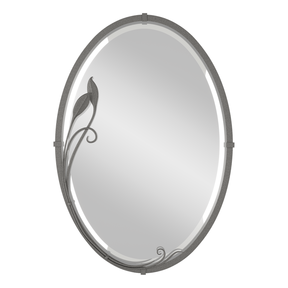 Beveled Oval Mirror with Leaf - Natural Iron by Hubbardton Forge