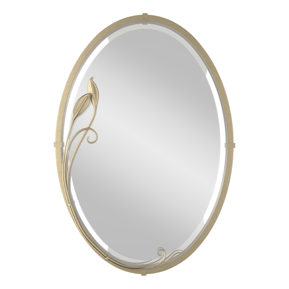 Beveled Oval Mirror with Leaf - Soft Gold by Hubbardton Forge