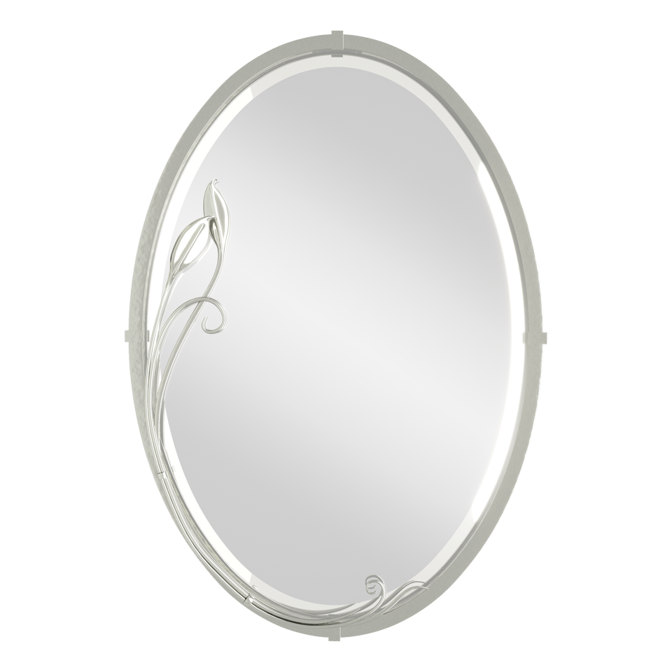 Beveled Oval Mirror with Leaf - Sterling by Hubbardton Forge