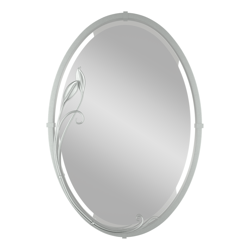 Beveled Oval Mirror with Leaf - Vintage Platinum by Hubbardton Forge
