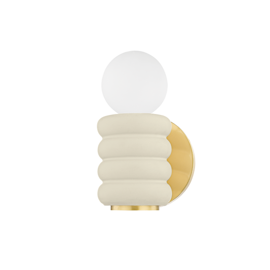 Bibi Wall Sconce - 1-Light - Aged Brass/Ceramic Antique Ivory - Mitzi H691101-AGB/CAI