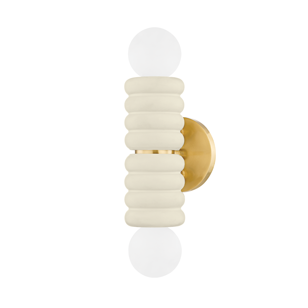 Bibi Wall Sconce - 2-Light - Aged Brass/Ceramic Antique Ivory - Mitzi H691102-AGB/CAI