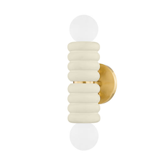 Bibi Wall Sconce - 2-Light - Aged Brass/Ceramic Antique Ivory - Mitzi H691102-AGB/CAI