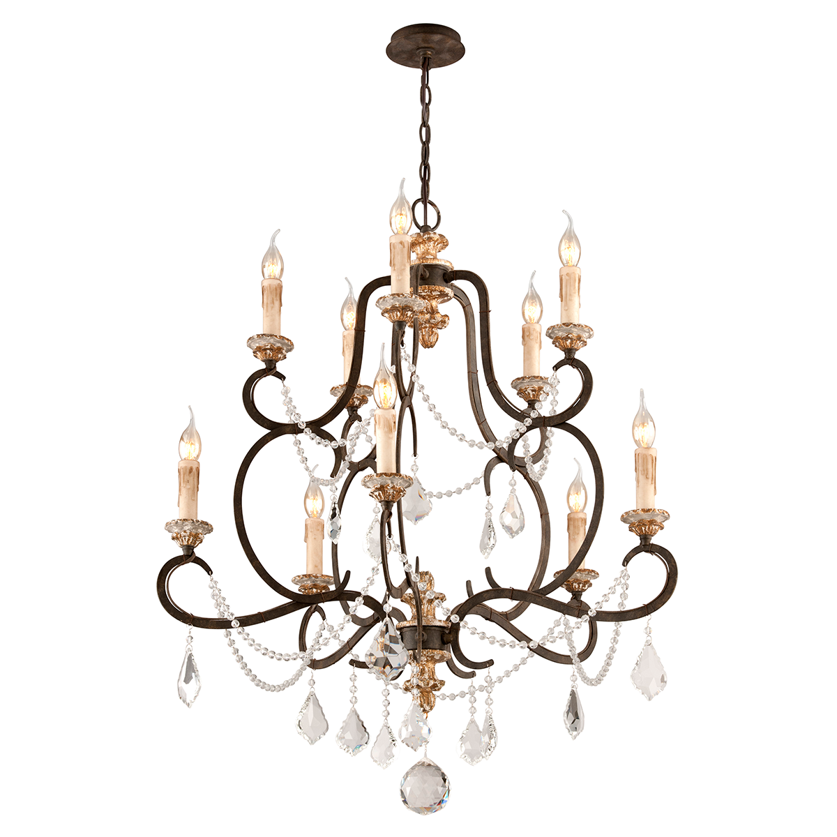 Bordeaux Chandelier - 10-Light - Parisian Bronze - Troy Lighting F3516-PZ/DG
