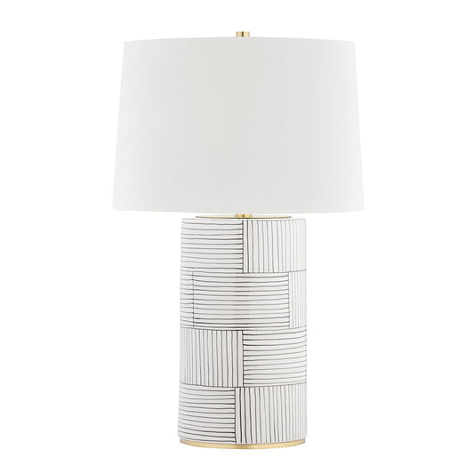 Borneo Table Lamp - Aged Brass/Blue Stripe by Hudson Valley Lighting